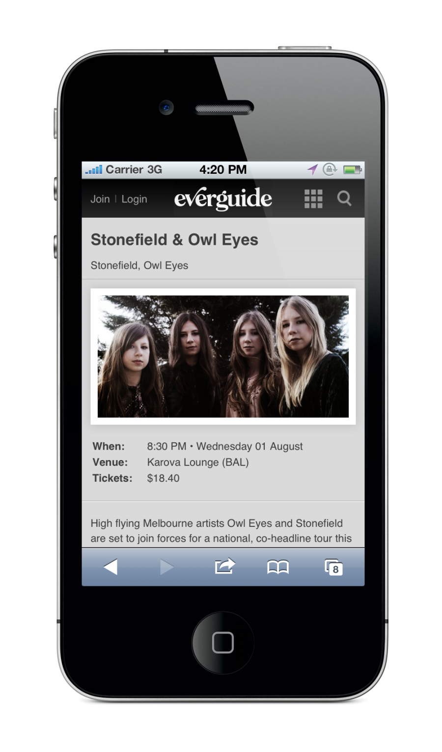 Everguide Mobile Site - Event Detail